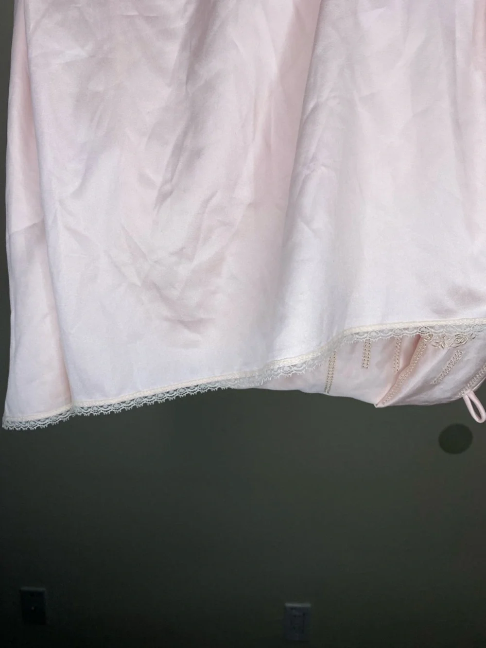 Vintage Miss DIOR Lace-Detail Light Pink Satin Slip Chemise - Picture 7 of 12